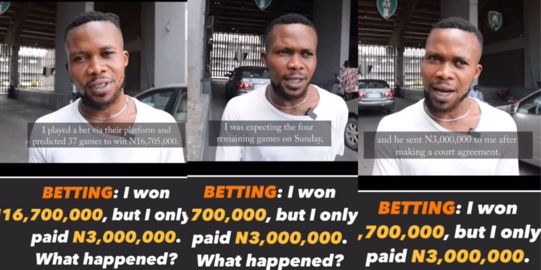 I won N16.7M but I was only paid N3M – Nigerian man calls out BetNaija in new video