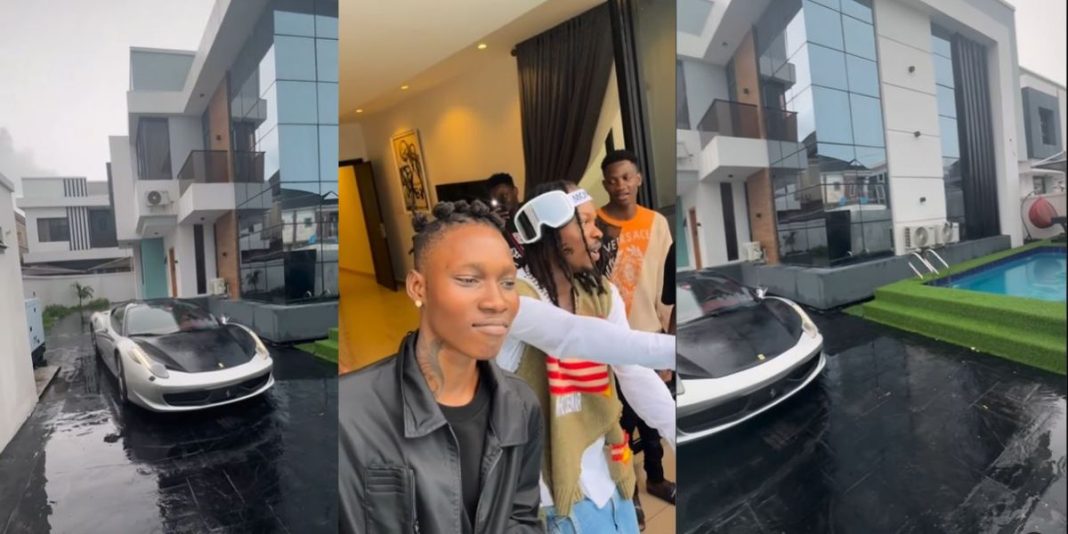 Naira Marley celebrates his signee Zinoleesky as he acquires a palatial mansion on his 24th birthday (Video)