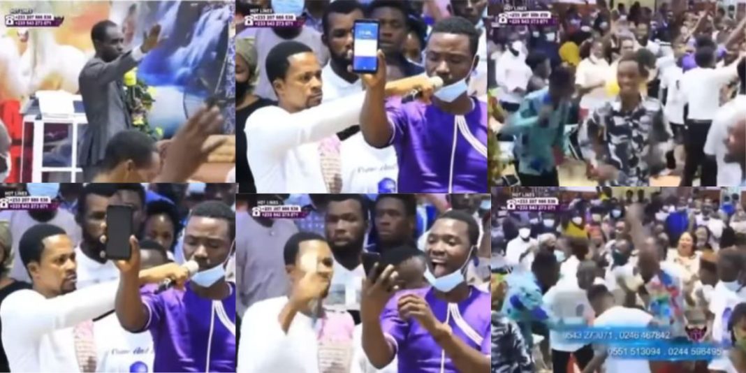 Viral Video Shows Pastor Commanding Money from Heaven into Church Member’s Bank Account (Video)